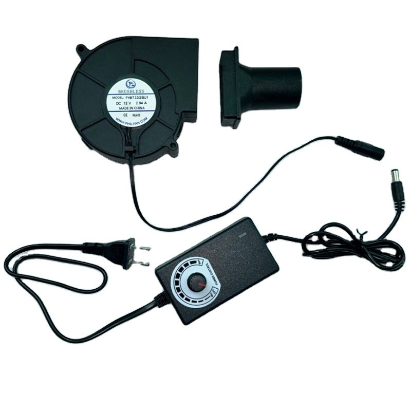 Large Air Volume Centrifugal Air Blower Fan Round Outlet With Speeds Controller 97mm 9733 Bbq Small Blower Fan