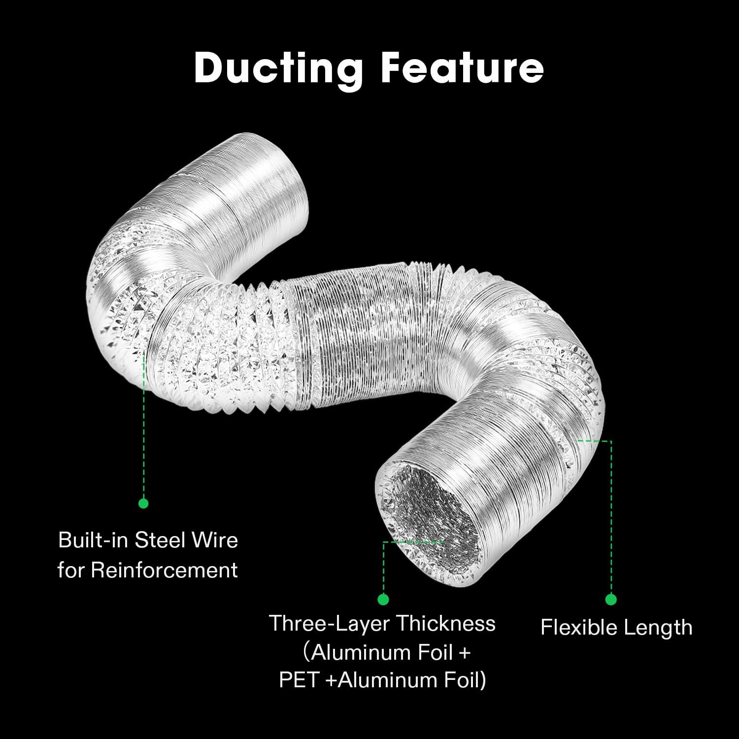 Factory High Quality Aluminum Flexible Air Condition Duct Air Vent Air Ventilation Pipe Tube Metallized Polyester Flexible Duct