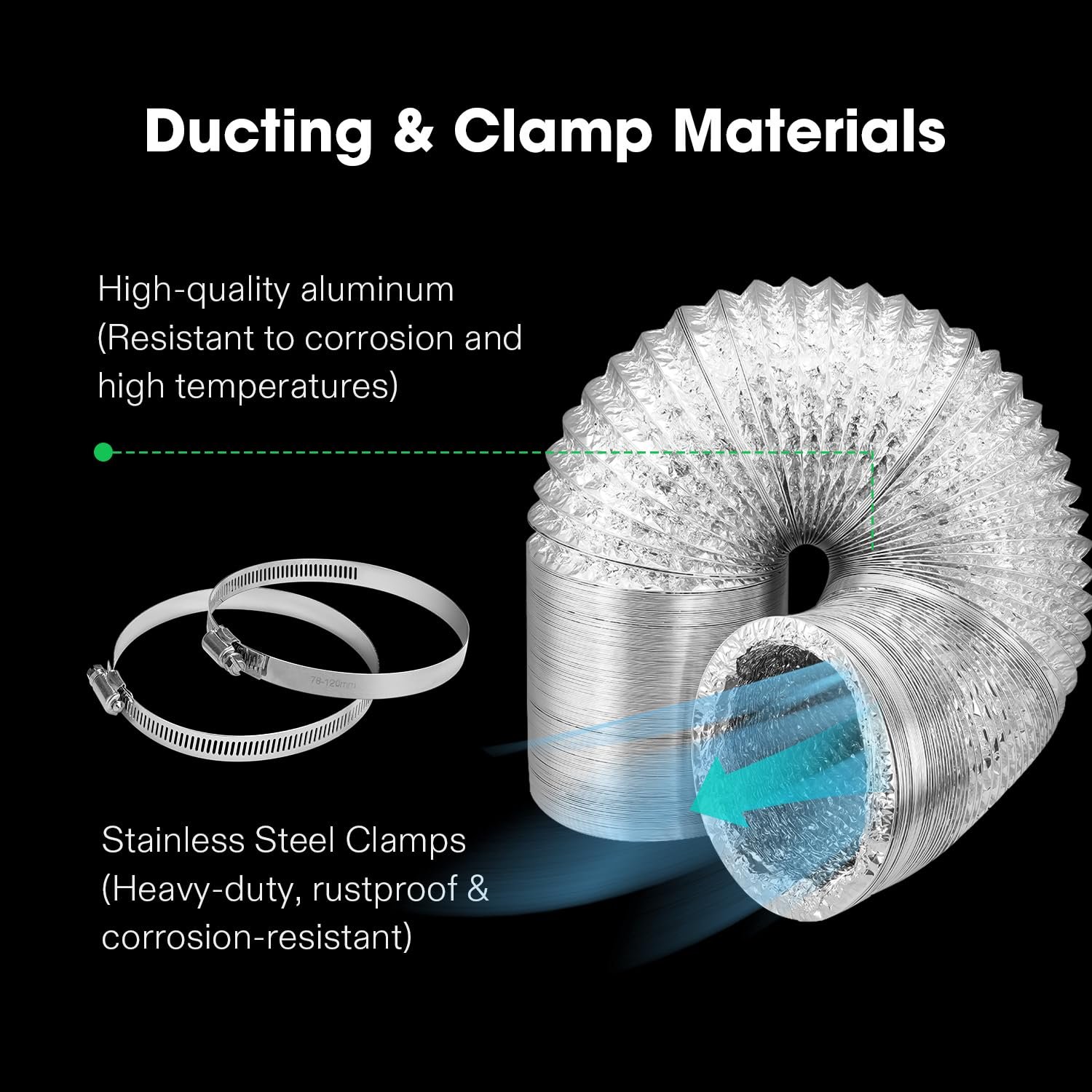 Factory High Quality Aluminum Flexible Air Condition Duct Air Vent Air Ventilation Pipe Tube Metallized Polyester Flexible Duct