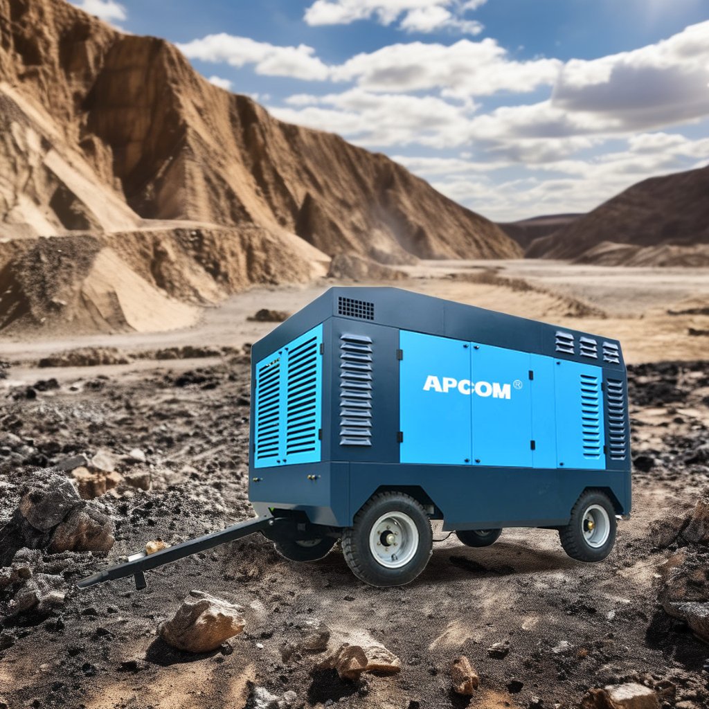 APCOM Skid Mounted Diesel Engine High Pressure diesel Screw air Compressor De Ar for Mining Blasting Drilling Rig Well Rock