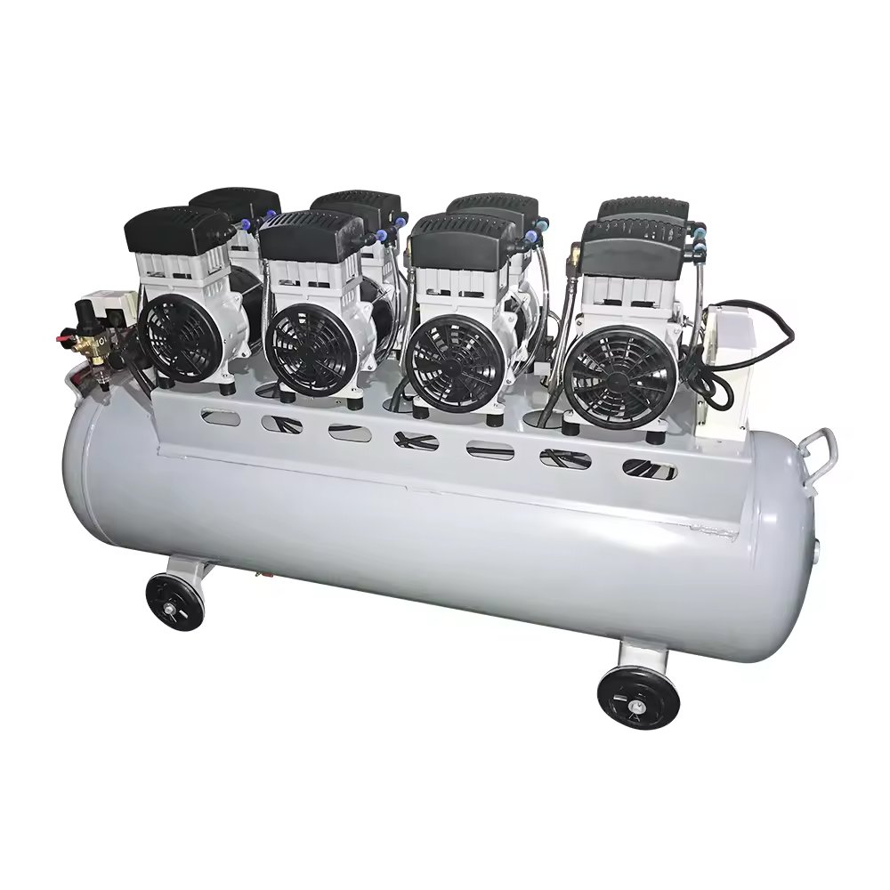Cheap 20cfm 8bar 4.4kw 6hp tank Mute Oil Free Piston air Compressor 200 Liter