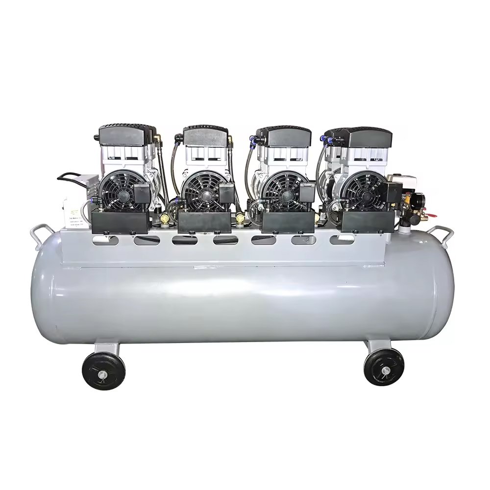 Cheap 20cfm 8bar 4.4kw 6hp tank Mute Oil Free Piston air Compressor 200 Liter