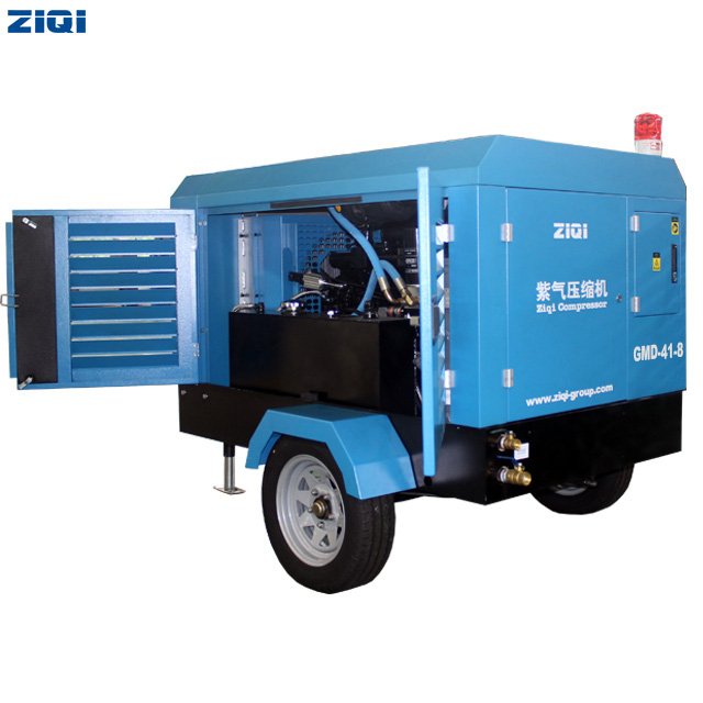 Durable Fuel Efficient Portable Movable Heavy Duty Jack Hammer Drilling Machine Diesel Rotary 8bar 185CFM Screw Air Compressors