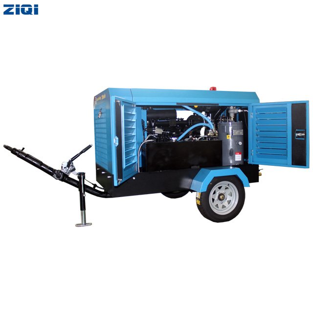 Durable Fuel Efficient Portable Movable Heavy Duty Jack Hammer Drilling Machine Diesel Rotary 8bar 185CFM Screw Air Compressors