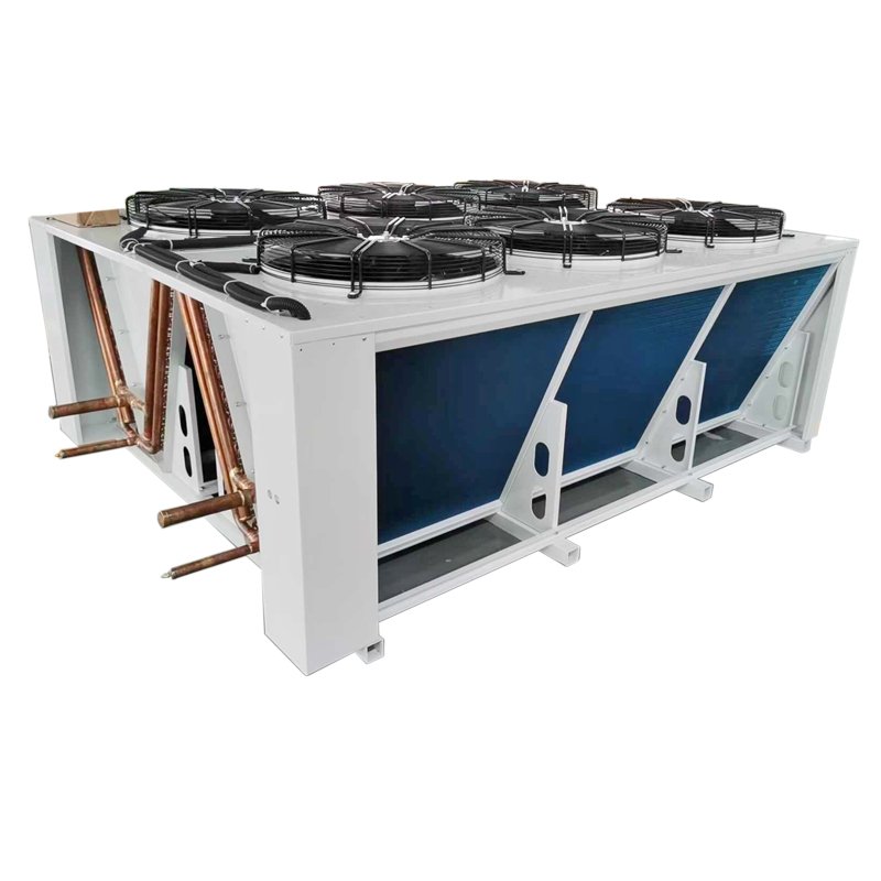 Customized OEM ODM V Type Copper Tube Hydrophilic Aluminum Fins Industrial Air Cooler Condenser With Cooling Fans