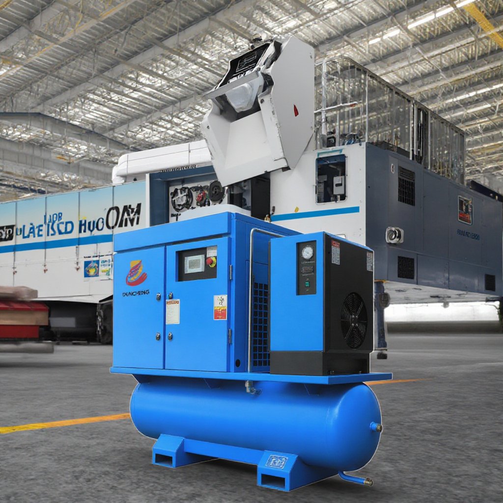 Industrial All-in-One 15kw 22kw 20hp 30hp Screw Air Compressor 500l Tank Dryer Gas Powered Featuring Core Motor Cutting Machine