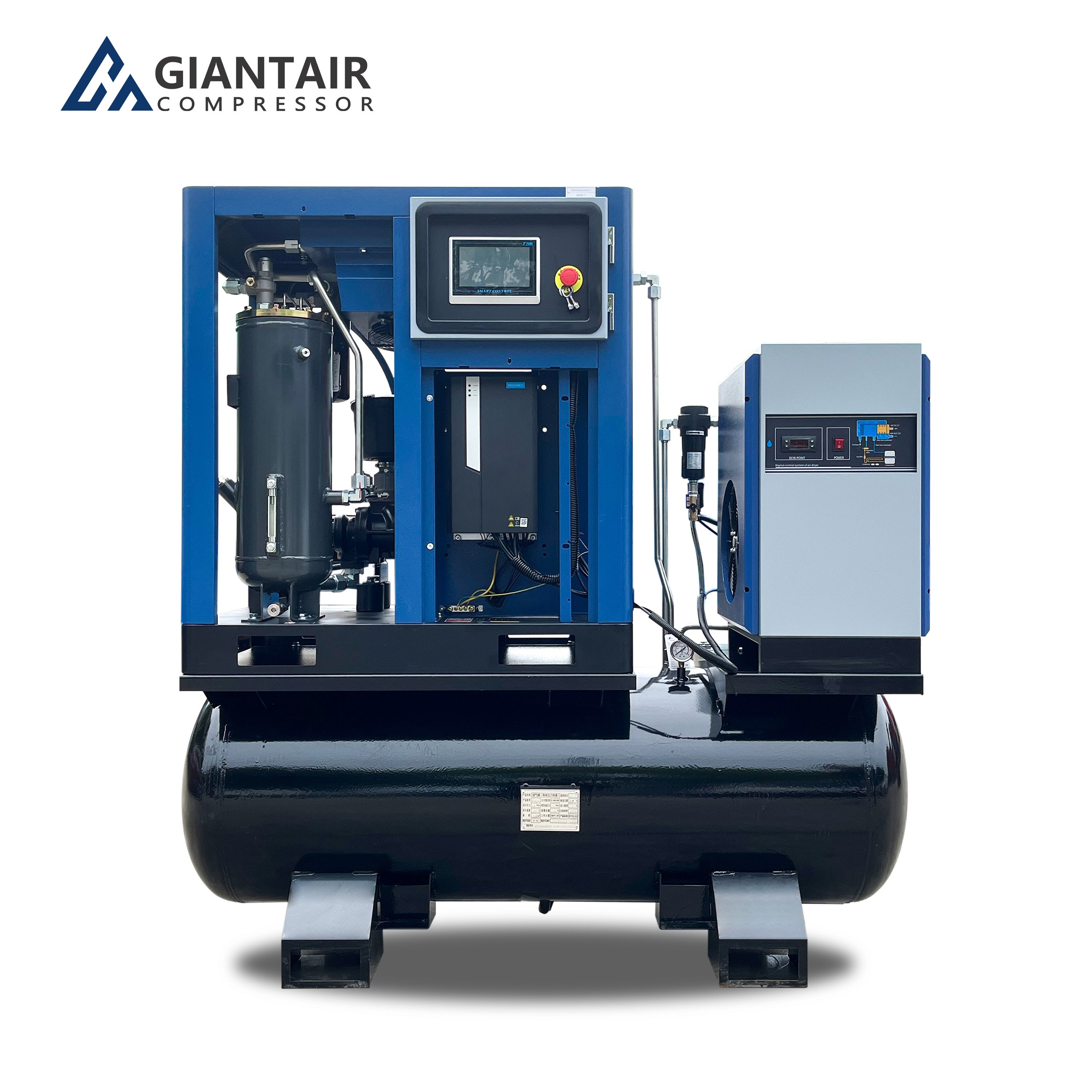 GIANTAIR 20bar 8 bar 16 bar High Pressure Industrial Screw Air Compressors 15KW 20HP 60cfm With Booster for Laser Fiber Machine