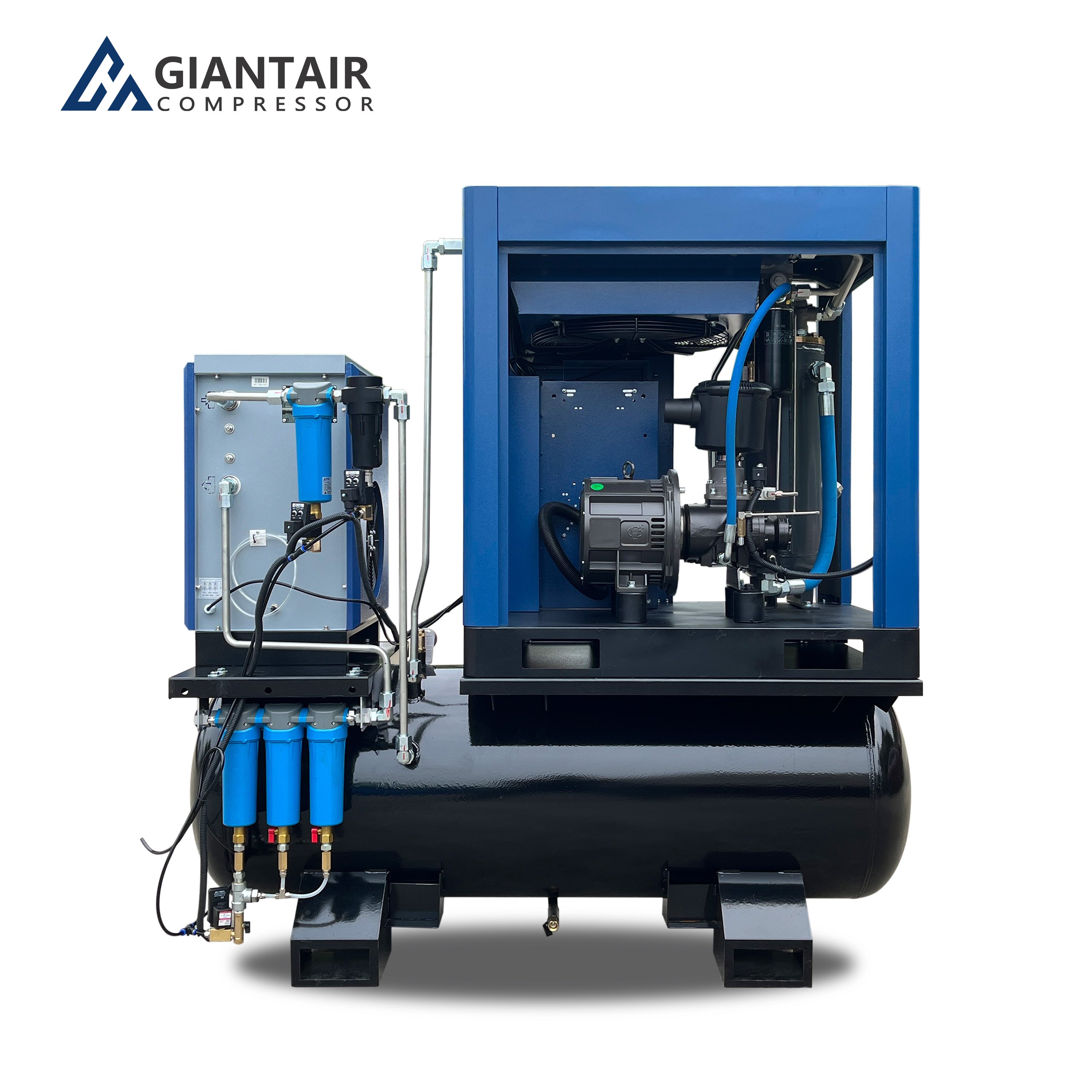 GIANTAIR 20bar 8 bar 16 bar High Pressure Industrial Screw Air Compressors 15KW 20HP 60cfm With Booster for Laser Fiber Machine
