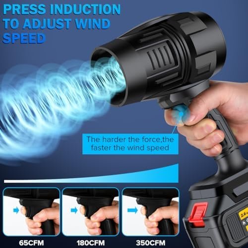 Handheld Electric Cordless Leaf Blower Mini Jet Dry Blower Fan 2.6Ah Batteries Charger Violent Turbo Jet for Lawn Patio Outdoors
