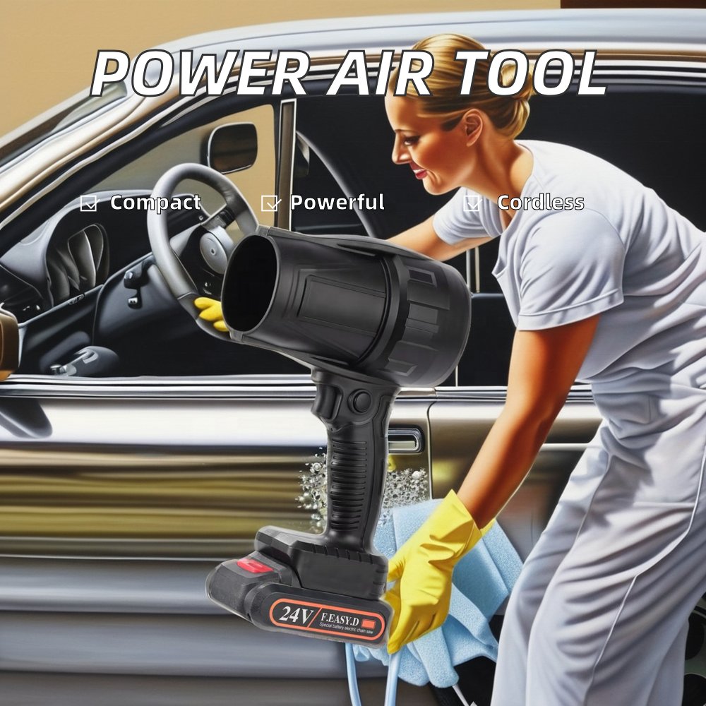 Handheld Electric Cordless Leaf Blower Mini Jet Dry Blower Fan 2.6Ah Batteries Charger Violent Turbo Jet for Lawn Patio Outdoors