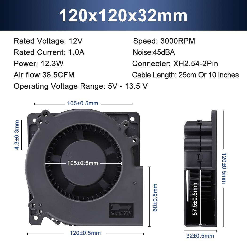 12CM Turbo Blower Cooling Fans 12032 24V 0.70A Centrifugal Fans
