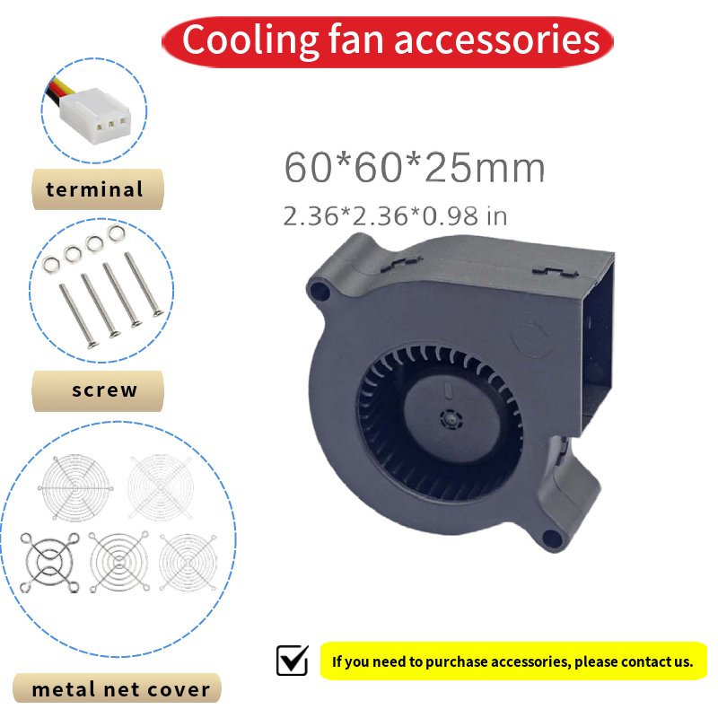 Small 60mm Dc Blower Fan for 3D Printers, Motherboard Brushless DC 12V Cooling Fan