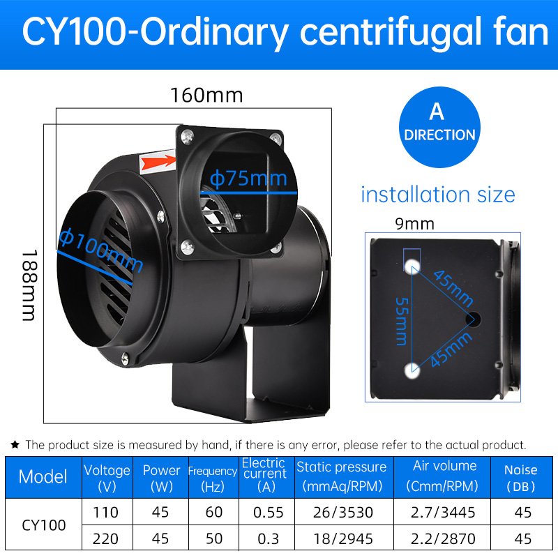 220V 2.2CMM 45W 45Db High Temperature Resistant Powerful Cooling Industrial Small Centrifugal Blower Fan