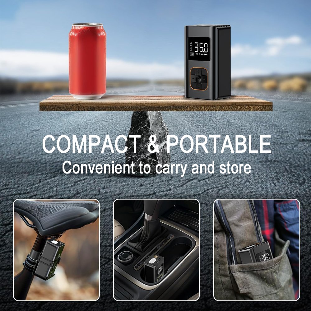 10000mAh Electric Bike Tire Pump Inflator Portable Air Compressor Compact Cordless Air Pump for Car Tires