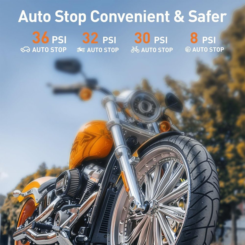 10000mAh Electric Bike Tire Pump Inflator Portable Air Compressor Compact Cordless Air Pump for Car Tires