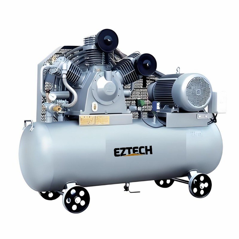 2.2kW/3HP Two Cylinder Belt-Driven Piston Air Compressor 8 Bar/116 PSI Mobile Lubricated Pump Motor Caster Wheels Core Engine