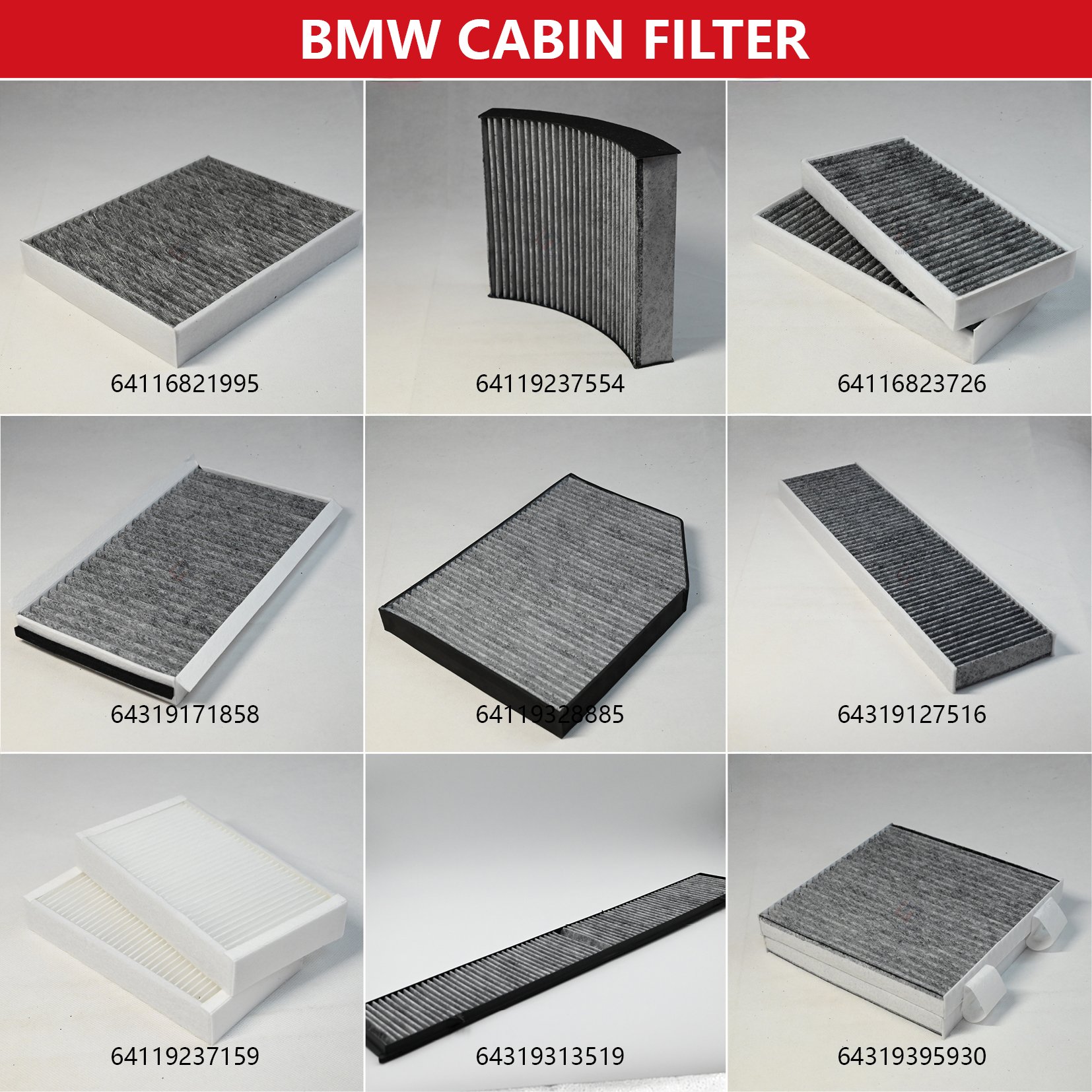 Auto air Conditioning Filters 64116823726 64119321875 64316835405 Car Cabin Filter for BMW Cars