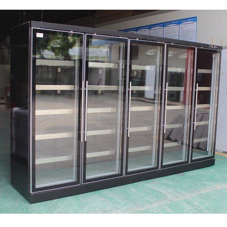 Fan Cooling Showcase 2500L Supermarket Remote Type 5 Glass Door Chiller Cooler for Beverage Drink