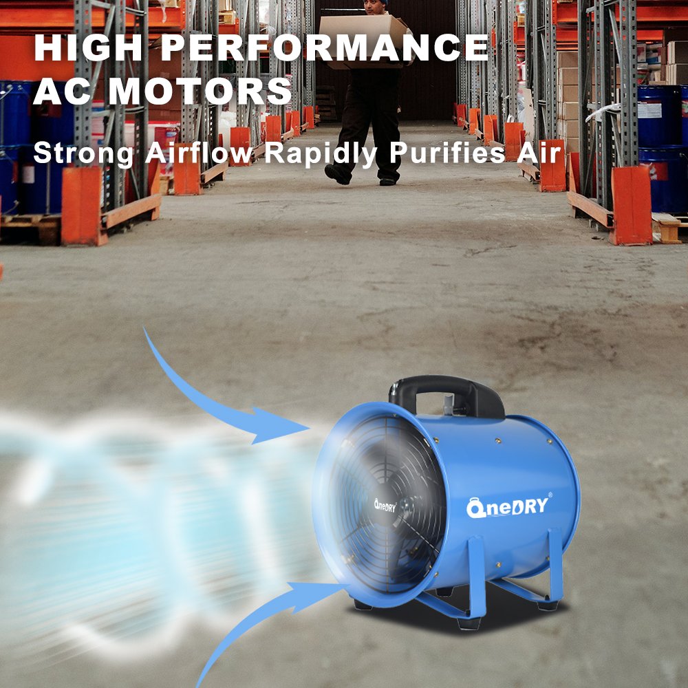 Portable Utility Air Metal Blower 10 Inch 1/2Hp Industrial Large Cylinder Axial Exhaust Air Ventilation Fans