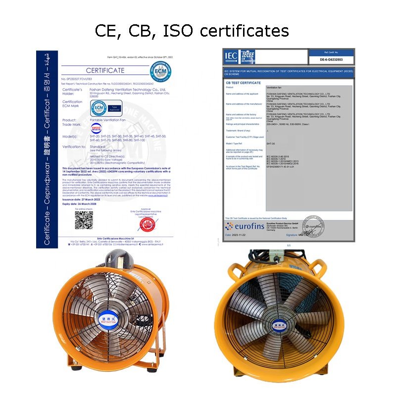 12" 300mm Portable Ventilation Blower Fan 220v With Flexible Hose 5mtr
