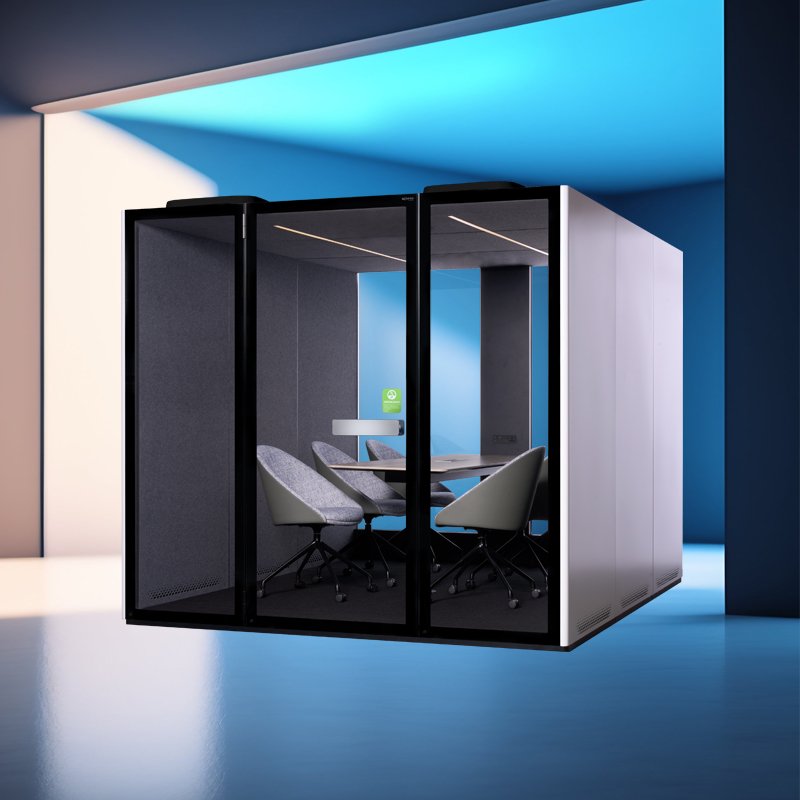 Winpod M POD 3.0 Premium Soundproof Office Pod Steel Integrated Meeting Table Power Socket 6-8 People Home Office School Gym