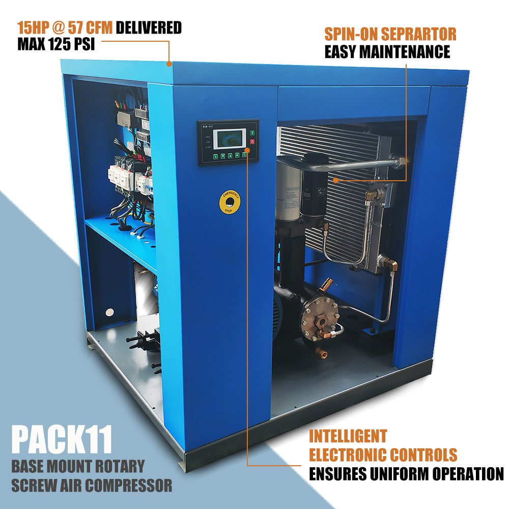 DMC PACK15 Low Vibration AC Fixed Speed 15kw 20hp Screw air Compressor Portable