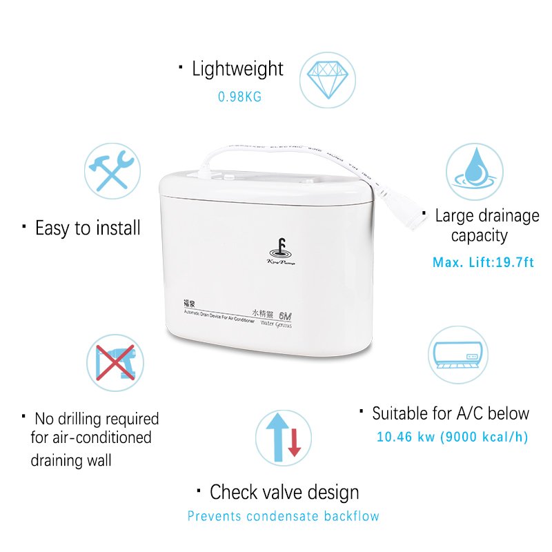 Kingpump Water Genius 6M Lightweight CE Certified Air Conditioner Drain Pump Condensate Pump