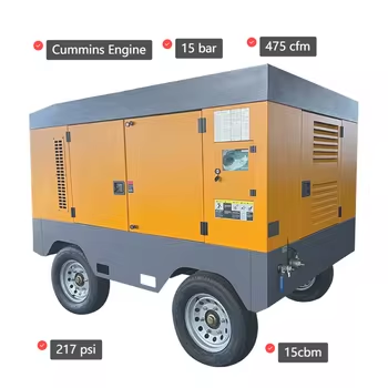 YL-15/15 Hot Selling 550cfm 15bar 450cfm Industry Diesel Engine Screw Air Compressor With Wheels for Mining