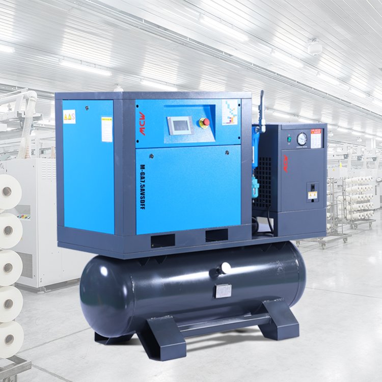 CE Oil Less Electric Industry All-In-One 7.5KW/10HP 8Bar 1.1m³/min 380V/50Hz VSD Screw Air Compressor/Air Dryer/Gas Cylinder 12L