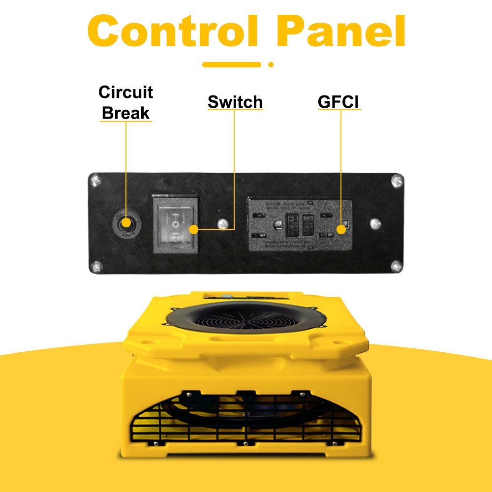 AIRGURU New 4 air Outlets Low Profile air Mover Carpet Dryer Flat Floor Fan Blower with GFCI for restoration Made in Thailand
