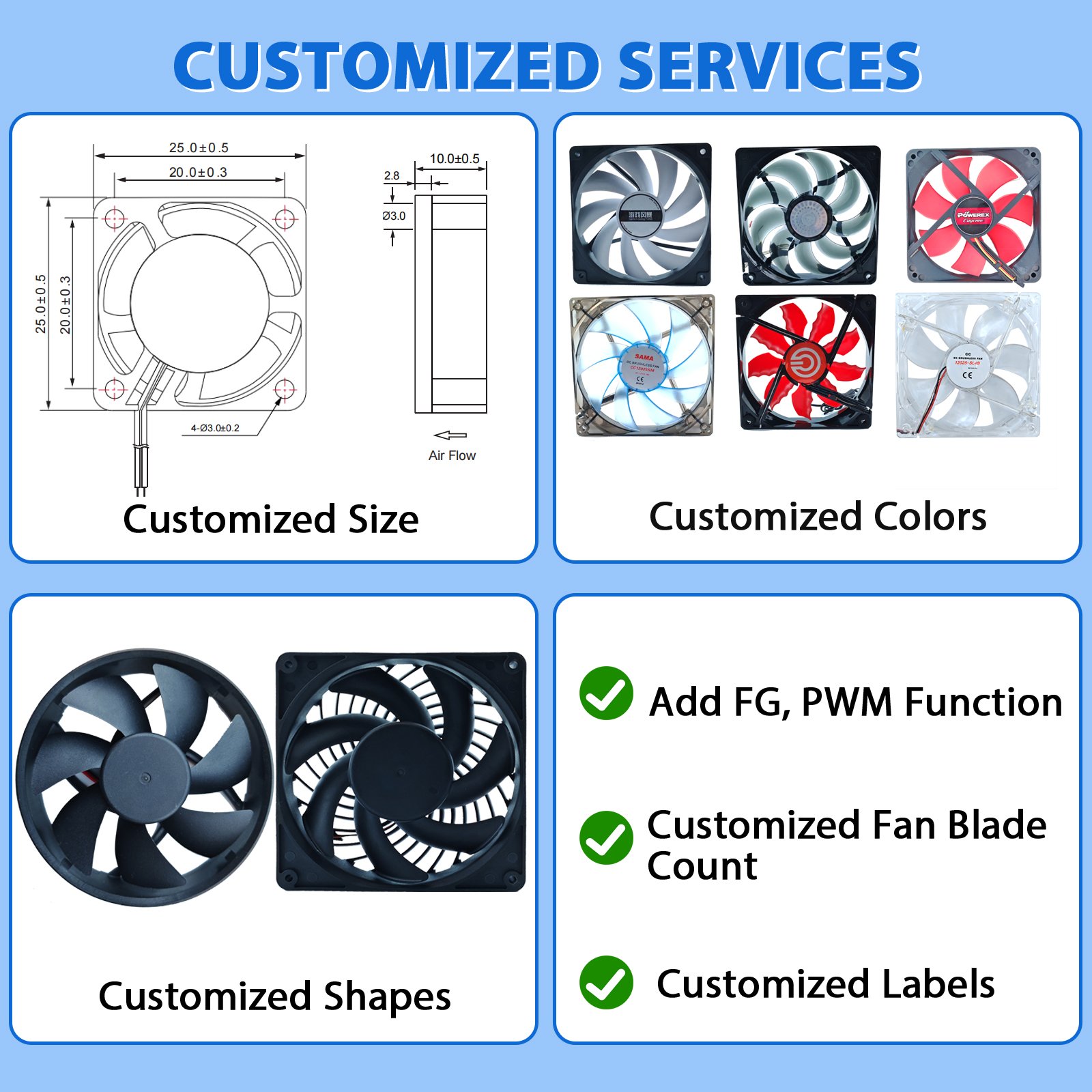 Professional Custom High Speed Axial Flow Fans 5v 12v 24v Dc Fan Silent Ventilation Mini Dc Axial Flow Fan