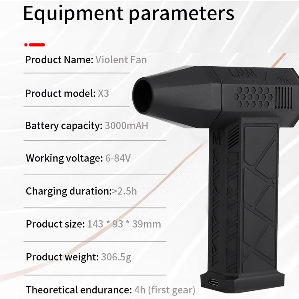 Mini Turbo Jet Fan Powerful Air Blower 90000RPM Wind Speed 52m/s Brushless Motor Handheld Duct Fan Electric Air Dryer Jetdry