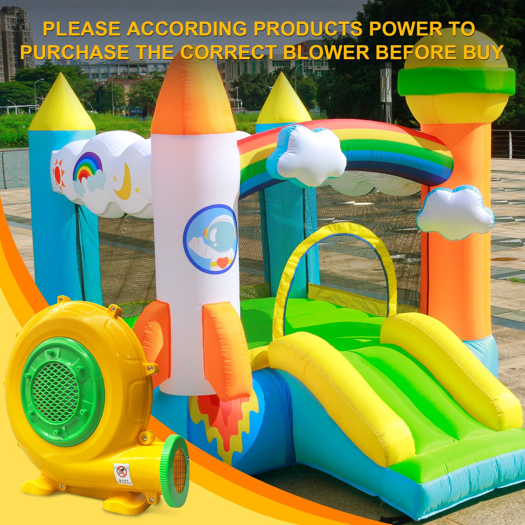 High Quality 680W Blower Large Inflatable Game Trampoline Castle Advertising Inflatable Blower