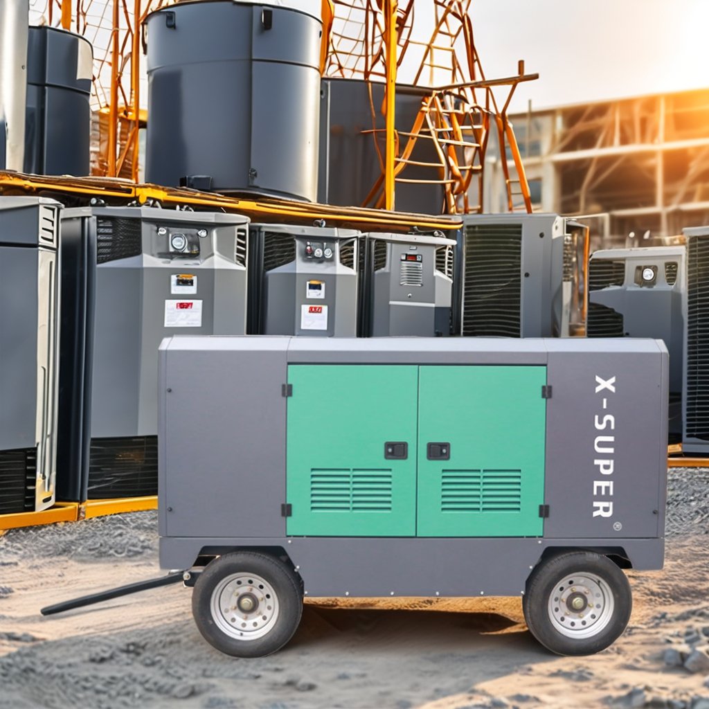 Supc Hot Sale 200cfm-800cfm Portable Diesel Driven Screw Air Compressor with Engine Energy Saving Compressor