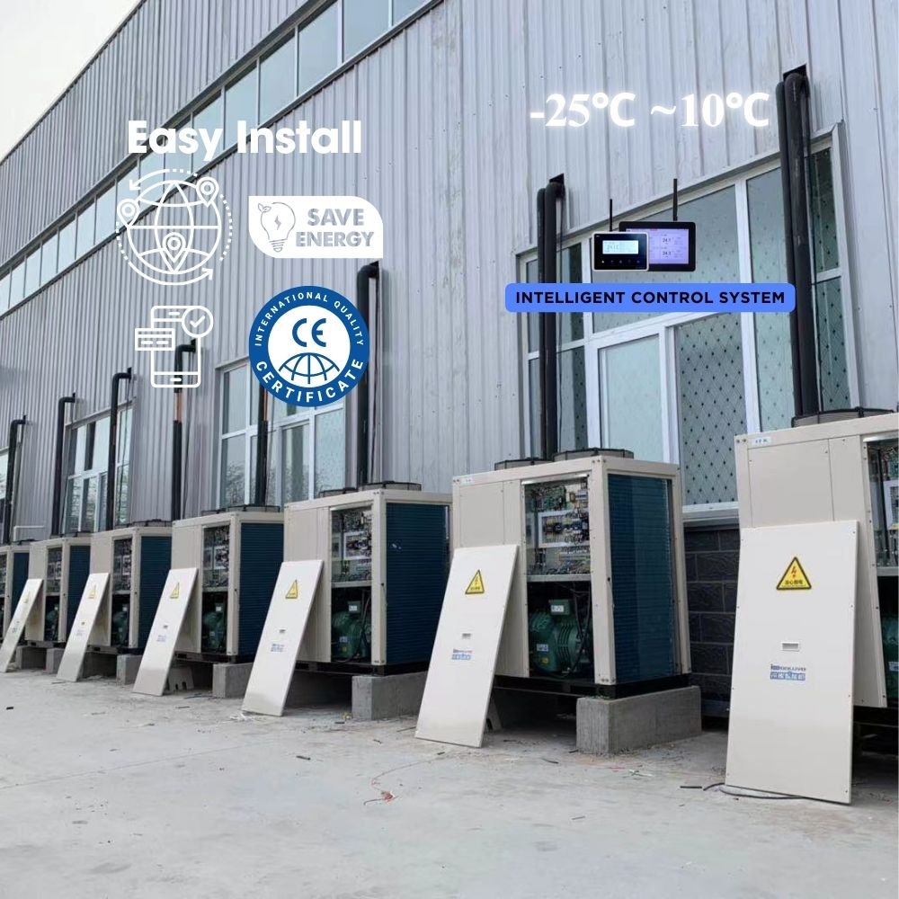 5hp 6hp Low Temperature Cold Room Condensing Unit Air Cooled Walk in Freezer Room Condenser 1hp Industrial Freezer