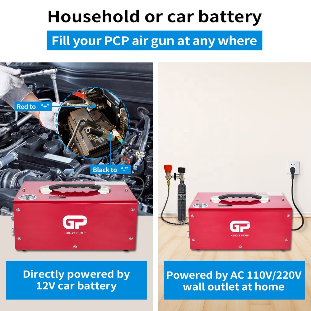 GP Auto Stop 4500psi 300bar High Pressure 12V 110V 220V PCP Paintball Game Swimming Household Outdoor Activities Air Compressor