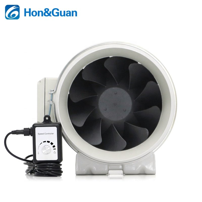 Hon&Guan Hot Selling Booster Axial Mixed Flow Silent Fan OEM/ODM Powerful Blower Duct Exhaust Fan With Optional Switch