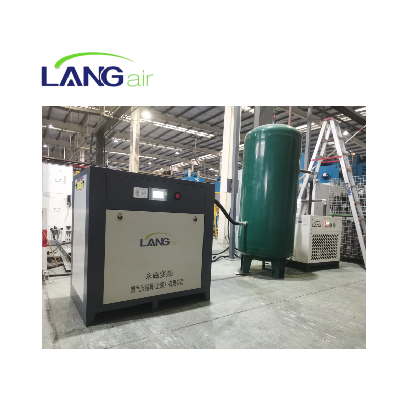 Langair 110kw 150HP Silent Bipolar Permanent Magnet Frequency Conversion Screw Air Compressor, High Efficiency & Energy Saving
