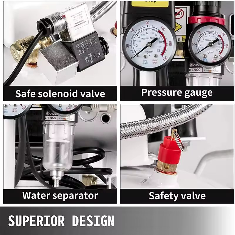 Best Silent Electrical Air Compressors 550w 220V 102L/Min Portable Piston Industrial Oil Free Air Compressor for Dental Chair