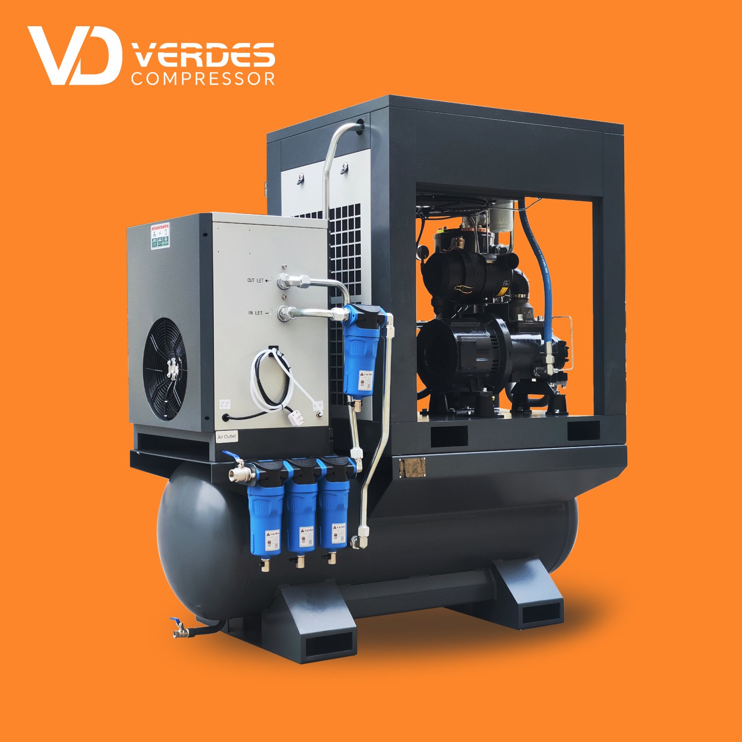 15kw 20hp 22kw 30hp 4 in 1 Industrial Screw air Compressor 15 bar 16 20 bar Air-Compressor with Dryer for Laser Cutting Machine