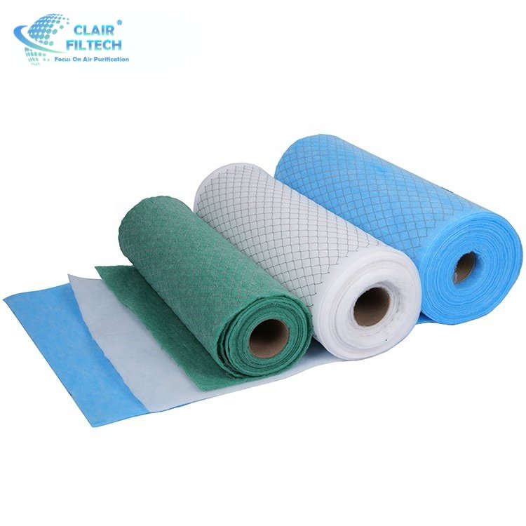 Customized Polyester Fiber Ventilation Washable Pre-filter Filter Media With Wire Mesh Laminated Mesh Air Filter Media Roll
