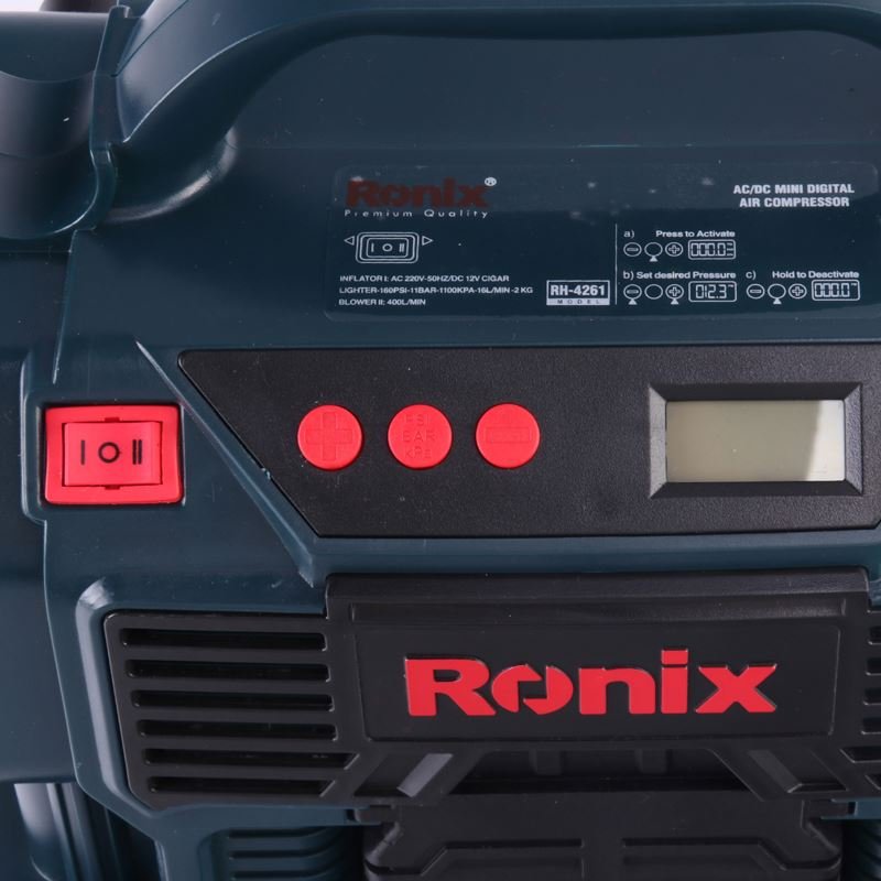 Ronix New Design RH-4261 160psi 11bar 1100kpa Digital Automatic Mini Portable Pump 220v Car Digital Air Compressor