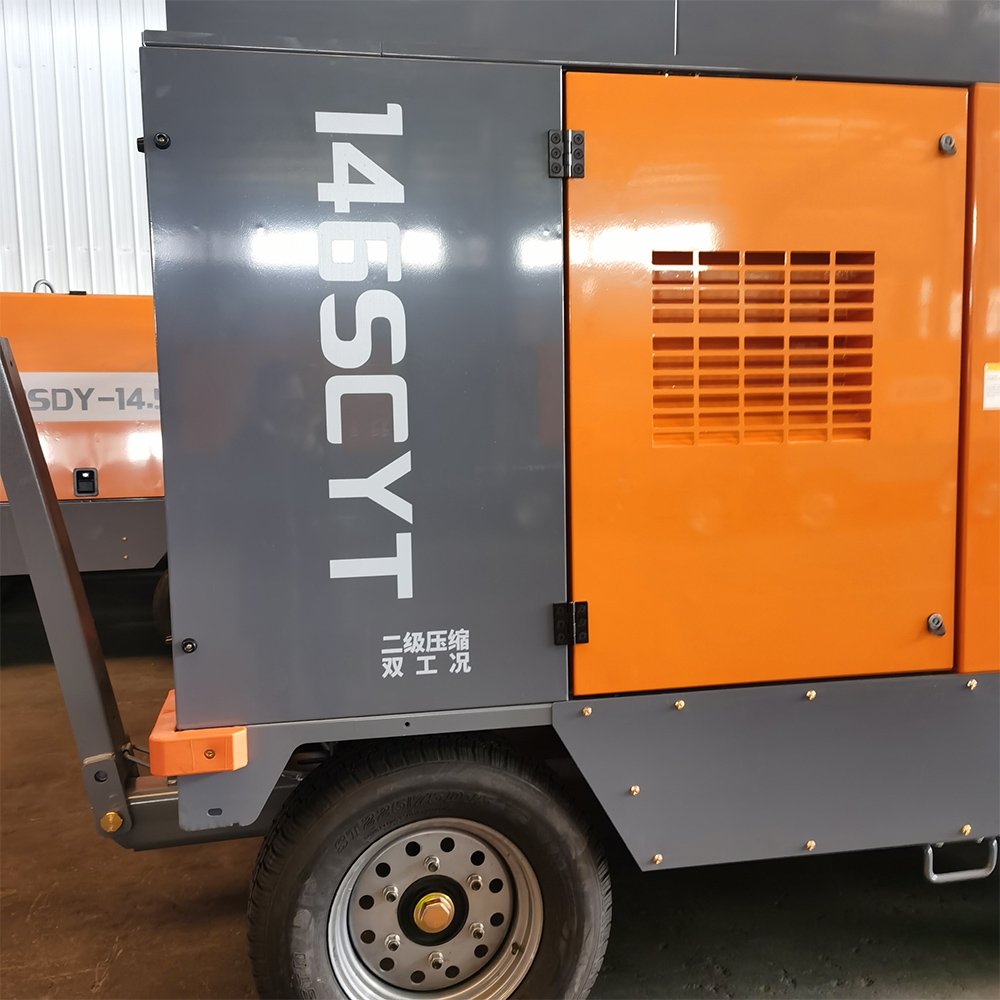 608cfm 12bar Diesel Engine Screw Compressors Portable air Compressors for Construction Work Mining Industry