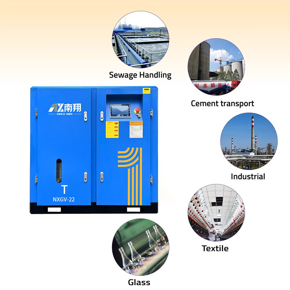 Nanxiang AIR COMPRESSOR China 7.5-22kw 10ph 30ph High Pressure Electric Silent Rotary Screw Air Compressor for Industrial