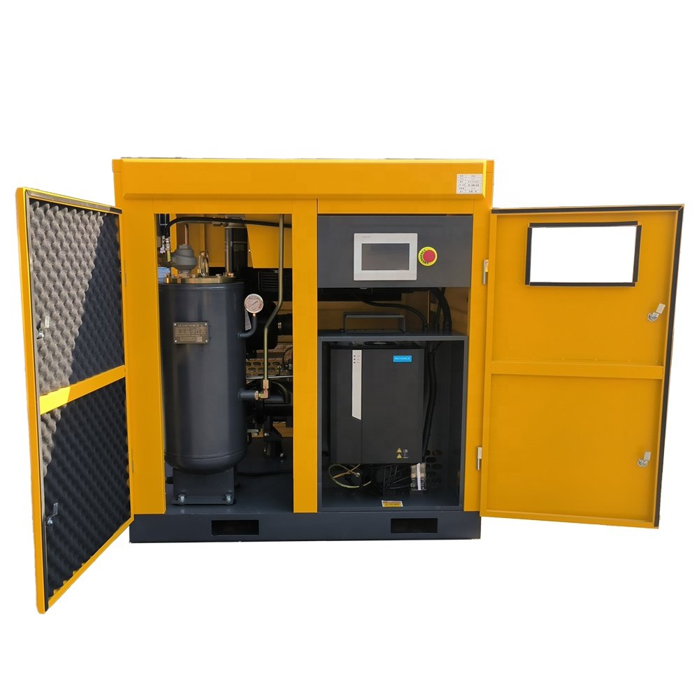 Best Selling 15kw 20hp Industrial Silent Screw Air Compressor 8bar 10bar 12bar Portable With Gas Source CE Certified