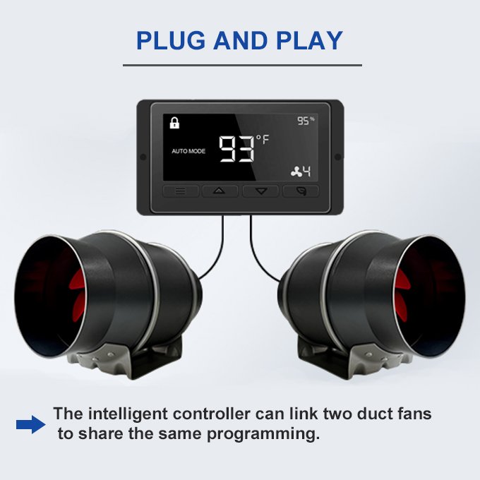 Quiet 100mm 4 Inch Ec Duct Fan with WiFi Intelligent Smart Temperature Humidity Controller Blower Fan for Grow Tent