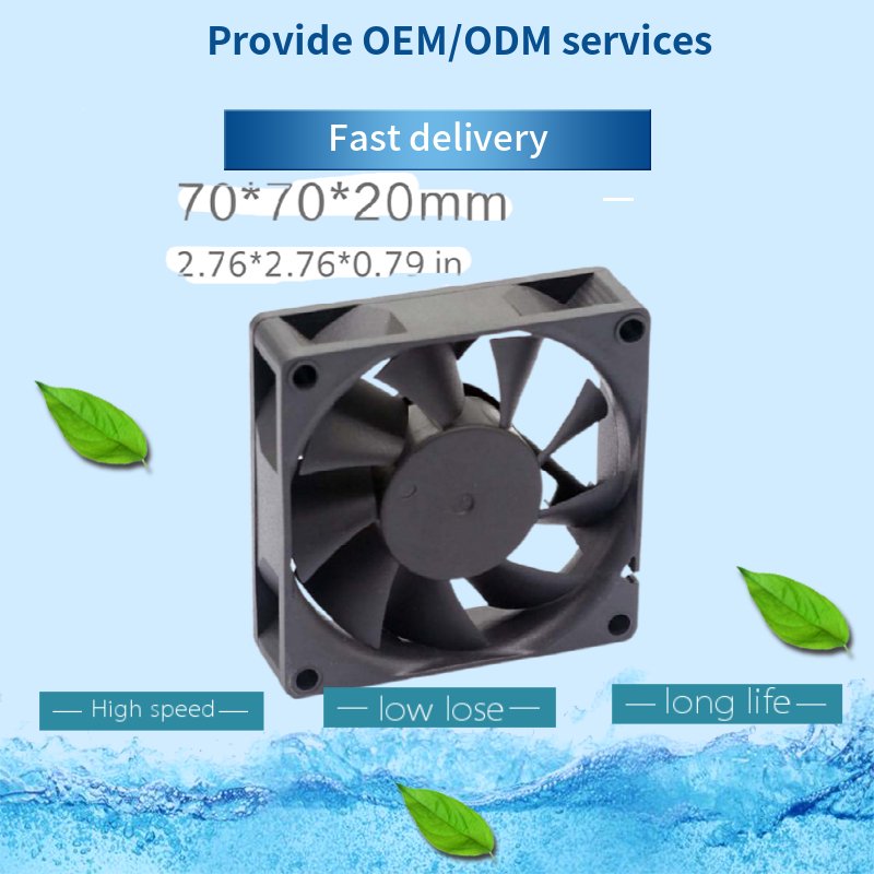 70x70x20mm DC12V 24V 48V Axial Flow Heating Zhongshan 4300RPM Dc Cooling Fan Industrial Tower China Ventilation Fans