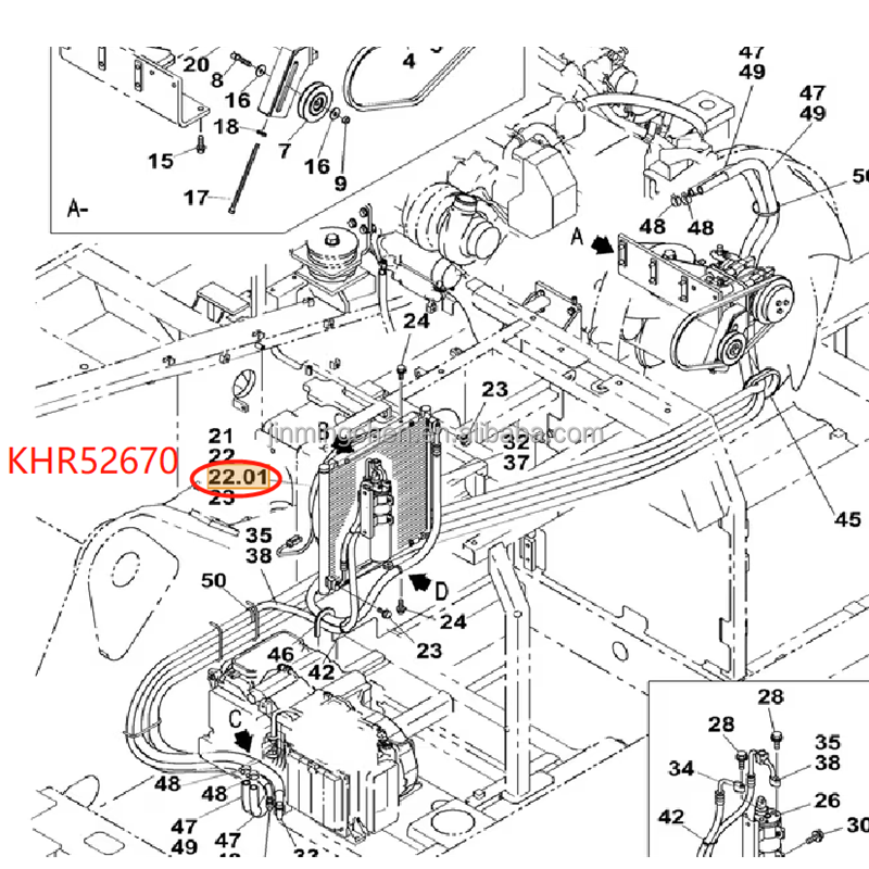 Genuine Excavator Parts Air Conditioner Condenser Fan Motor Assembly KHR52670 for CX350C CX380C