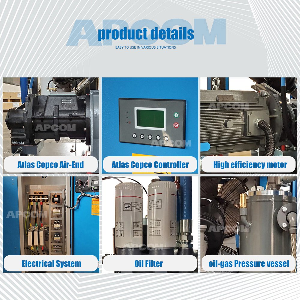 45KW Atlas Copco air End 60 HP Compresor De Aire 60HP Industrial Screw air Compressor 45 KW