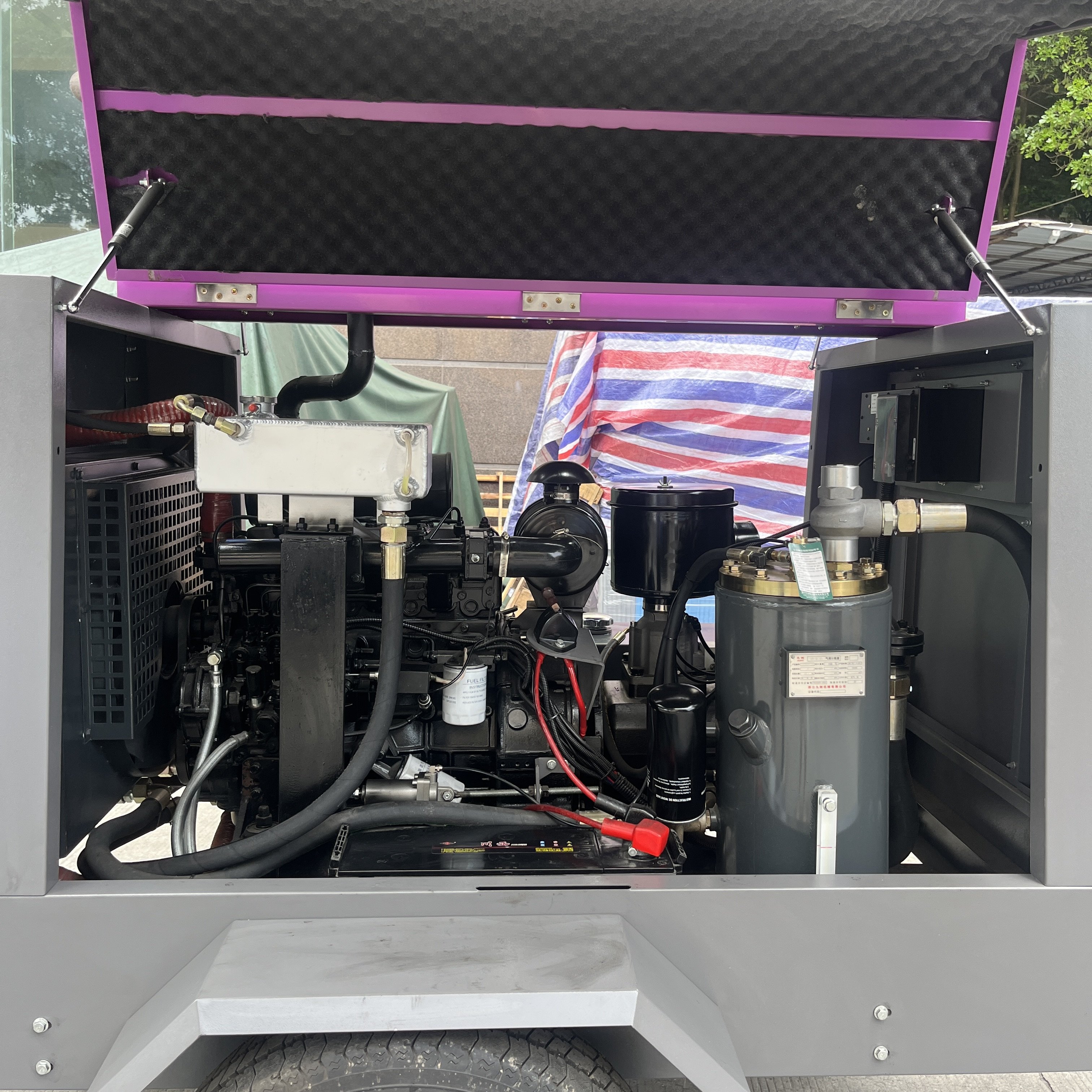 Airstone Industrial Mobile 41KW 185 Cfm Diesel Portable Air Compressor for High Pressure Air Pump for Mining and Rock Drilling